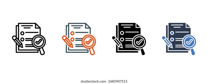 Aprobación de informes Ilustración vectorial de estilo de icono múltiple
