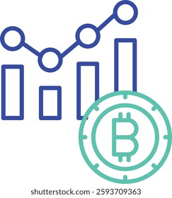 report bitcoin mining outline dual color vector illustration icon design