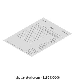 Report blank paper icon. Isometric of report blank paper vector icon for web design isolated on white background