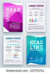 Report brochure for business with geometric triangular background.