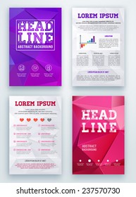Report brochure for business with geometric triangular background.