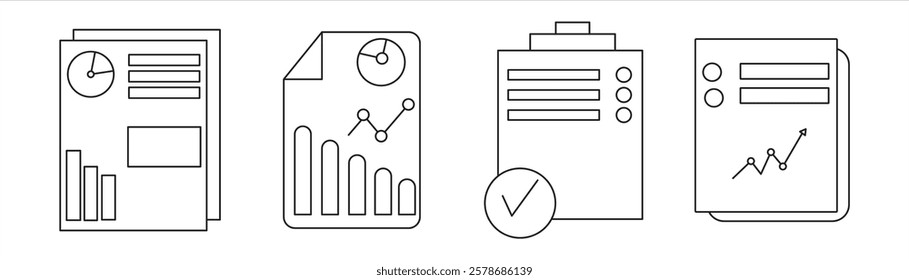report, business checklist, set progress management project goals, icon vector illustration.