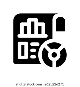 ícone do glifo comercial do relatório. Ícone vetorial forte e sólido para sites, interfaces móveis, apresentações e marca visual. Alta qualidade e fácil de editar.