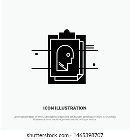Report, Card, File, User ID,  solid Glyph Icon vector. Vector Icon Template background