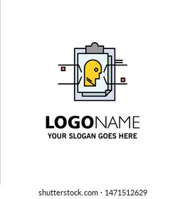 Report, Card, File, User ID,  Business Logo Template. Flat Color