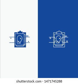 Report, Card, File, User ID,  Line and Glyph Solid icon Blue banner Line and Glyph Solid icon Blue banner