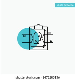 Report, Card, File, User ID,  turquoise highlight circle point Vector icon