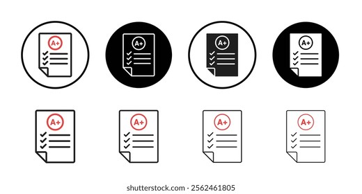 Report card icon Flat art in black and white isolated