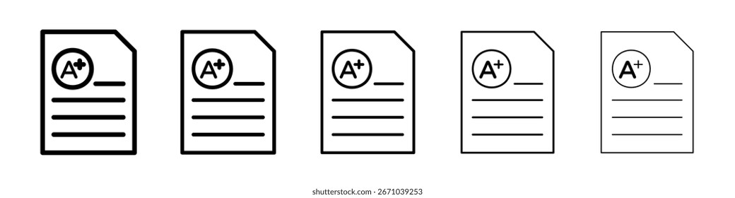 Report card icon logo in stroke lines collection