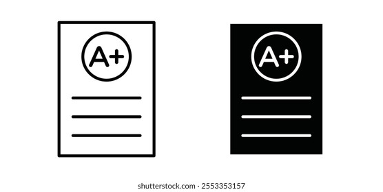 Report card icons in black filled and outlined style