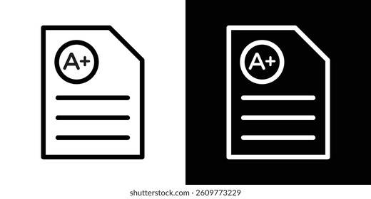 Report card icons vector set in stroke line style