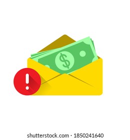 report cases of corruption, bribery icon flat design vector illustration. money envelop simple sign, symbol, logo