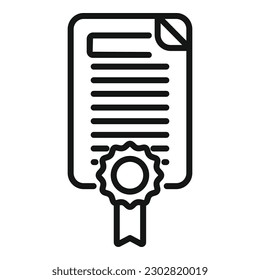 Indicar vector de esquema de icono de certificado. Computadora de documento. Datos del gráfico