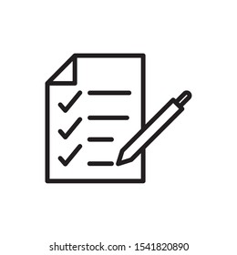 report check mark paper pen delivery icon vector illustration thick line