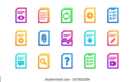 Report, Checklist and Download file. Document icons. Read message classic icon set. Gradient patterns. Quality signs set. Vector