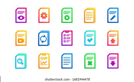 Report, Checklist and Download file. Document icons. Read message classic icon set. Gradient patterns. Quality signs set. Vector