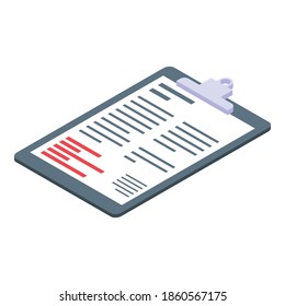 Informe del icono del portapapeles. Isométrico del icono del vector del portapapeles del informe para el diseño web aislado en fondo blanco