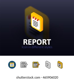 Report color icon, vector symbol in flat, outline and isometric style isolated on blur background