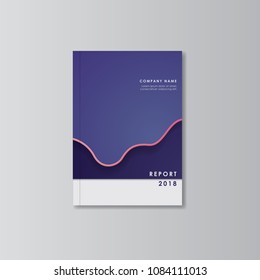 Report cover design in purple background and pink line, vector illustration.