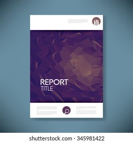 Report cover template with 3d low poly vector background. Business brochure or presentation title page. Eps10 vector illustration.