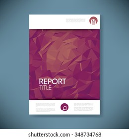 Report cover template with 3d low poly vector background. Business brochure or presentation title page. Eps10 vector illustration.
