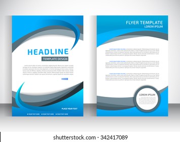 Report cover template for business presentation or brochure. Blue and white material design style vector background  