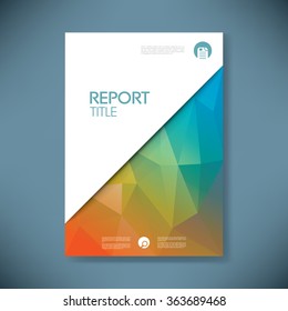 Report cover template with low poly background. Business brochure document layout for company presentations. Eps10 vector illustration.