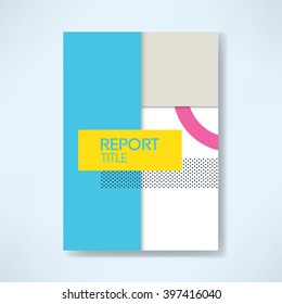 Report cover template in modern material design style with geometric shapes. Eps10 vector illustration.