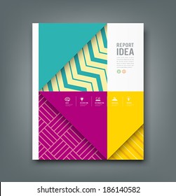Report design, colorful pattern fabrics triangle and square design background, vector illustration