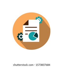 report document chart settings business strategy icon block shadow vector illustration