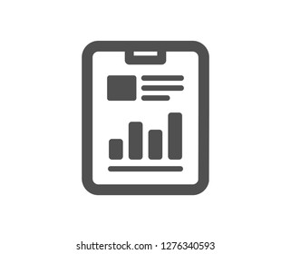 Report document icon. Analysis Chart or Sales growth sign. Statistics data symbol. Quality design element. Classic style icon. Vector