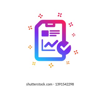 Report document icon. Analysis Chart or Sales growth report sign. Statistics data or Checklist symbol. Dynamic shapes. Gradient design report checklist icon. Classic style. Vector