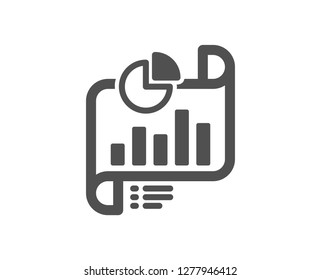 Report document icon. Column graph sign. Growth diagram, pie chart symbol. Quality design element. Classic style icon. Vector
