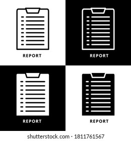 Report Document Icon Symbol. Paper Report Logo. Data Sheet Vector Illustration