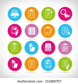 report and document icons, round button set