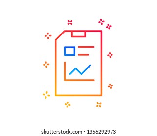 Report Document line icon. Analysis and Statistics File sign. Paper page concept symbol. Gradient design elements. Linear report document icon. Random shapes. Vector