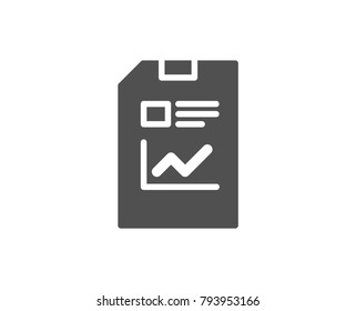 Report Document simple icon. Analysis and Statistics File sign. Paper page concept symbol. Quality design elements. Classic style. Vector