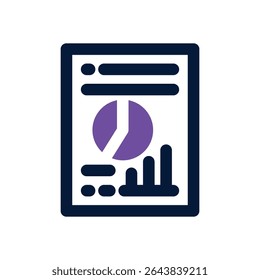 ícone duotônico do relatório. Ícone vetorial moderno e elegante para sites, aplicativos móveis, materiais de marketing e design corporativo. Totalmente dimensionável e pronto para uso.