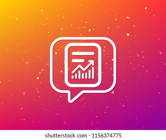 Report file icon. Document page with statistics symbol. Soft color gradient background. Speech bubble with flat icon. Vector