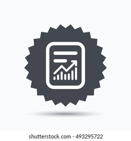 Report file icon. Document page with statistics.