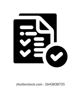 ícone de glifo do relatório. Ícone vetorial forte e sólido para sites, interfaces móveis, apresentações e marca visual. Alta qualidade e fácil de editar.