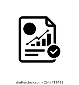 Relatório com gráfico e ícone de verificação para análise e desempenho