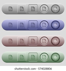 Report with graph icons on rounded horizontal menu bars in different colors and button styles