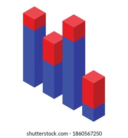 Report graph pillar icon. Isometric of report graph pillar vector icon for web design isolated on white background