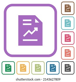 Report with graph solid simple icons in color rounded square frames on white background