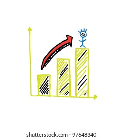 report growing chart business - vector illustration