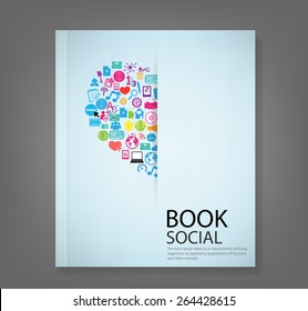 report heart template design with social network icons background, vector illustration