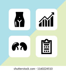 report icon. 4 report set with survey, medicine and graph vector icons for web and mobile app