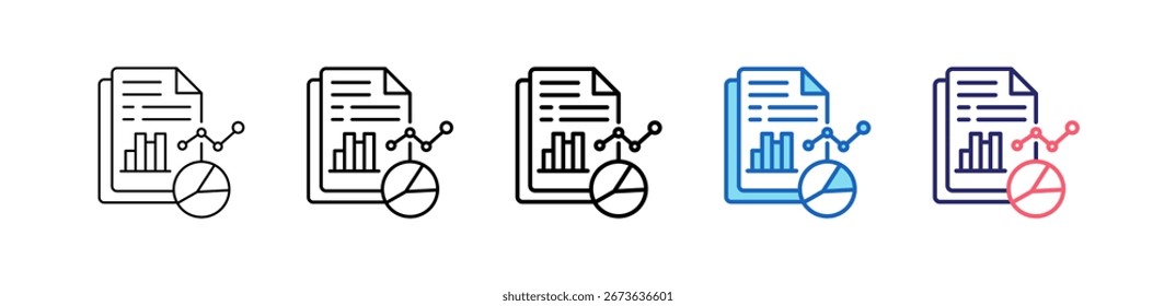 Ícone Do Relatório Em 5 Estilos Diferentes Definem A Coleção.