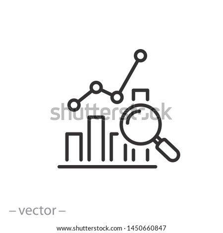 report icon, analytics data, research market thin line symbol for web and mobile phone on white background - editable stroke vector illustration